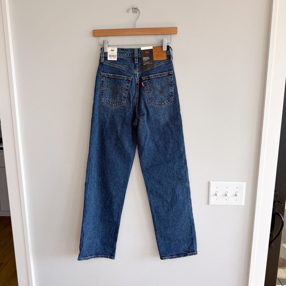 Levi's Ribcage Straight Ankle Denim High Rise Jeans Blue 23 NWT - Picture 2 of 14
